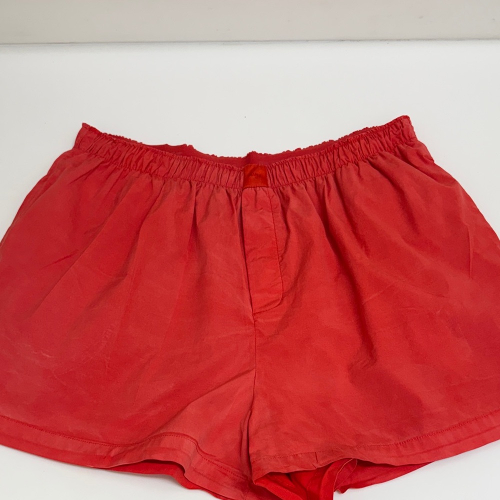 Skims Red Boxer Shorts with Pockets Size Large